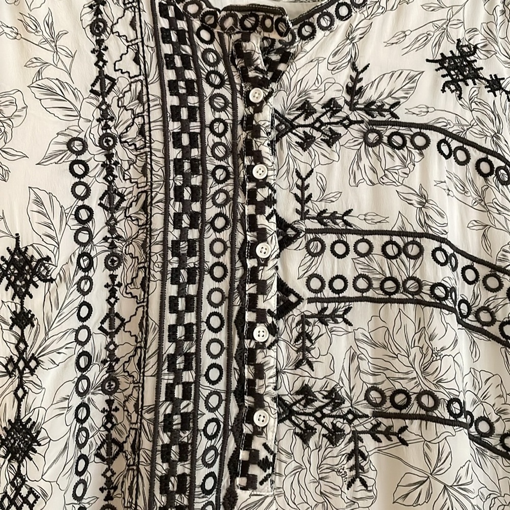 Biya Johnny Was Kanchan Dress, white and black silk, lined, NWT, pockets - Picture 8 of 11